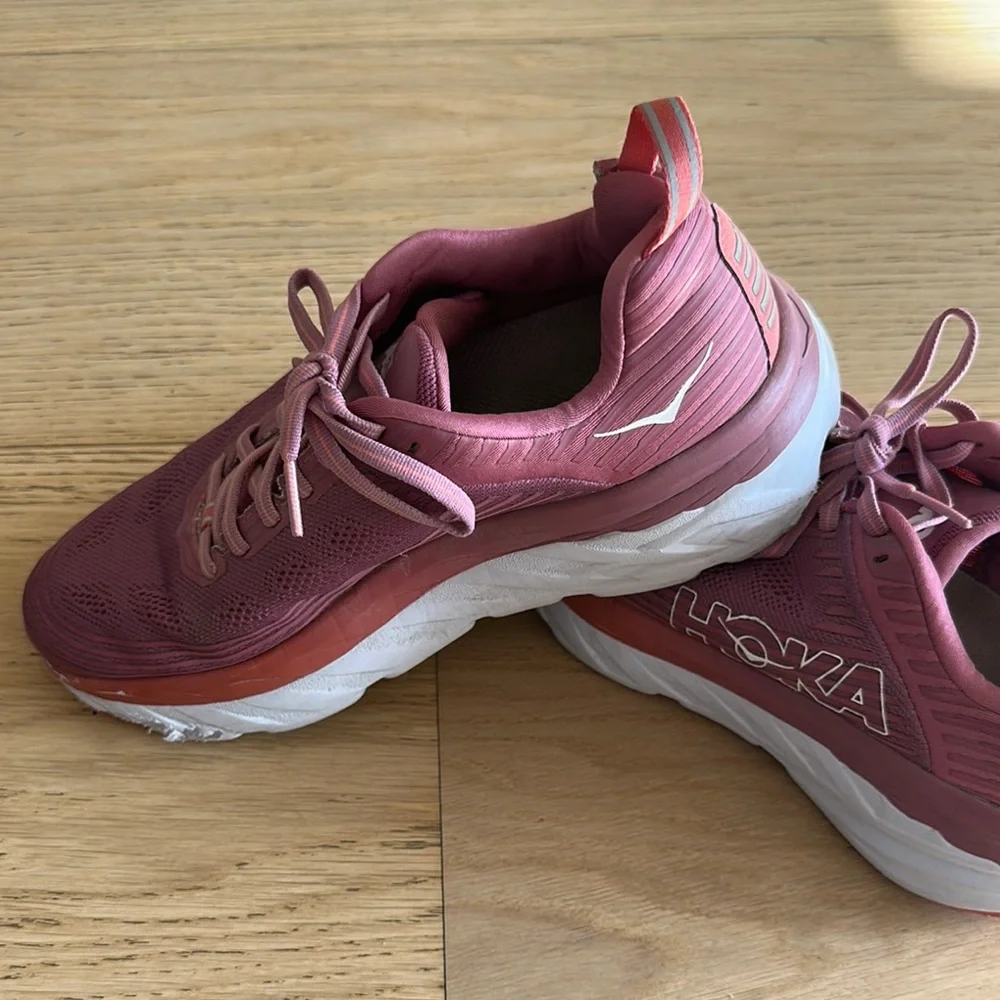 Hoka Pinkish-Mauve/Orange Sneakers Modern Athletic Design - Picture 5 of 7